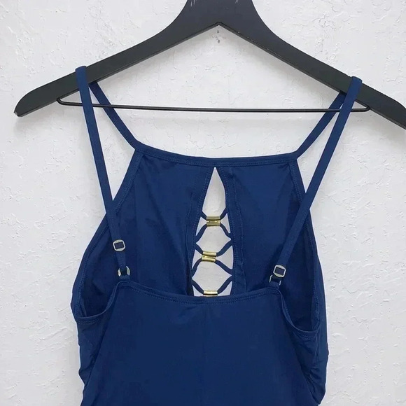 Bleu Rod Beattie Navy High Neck Strappy Swimsuit Size 6 - Picture 7 of 7